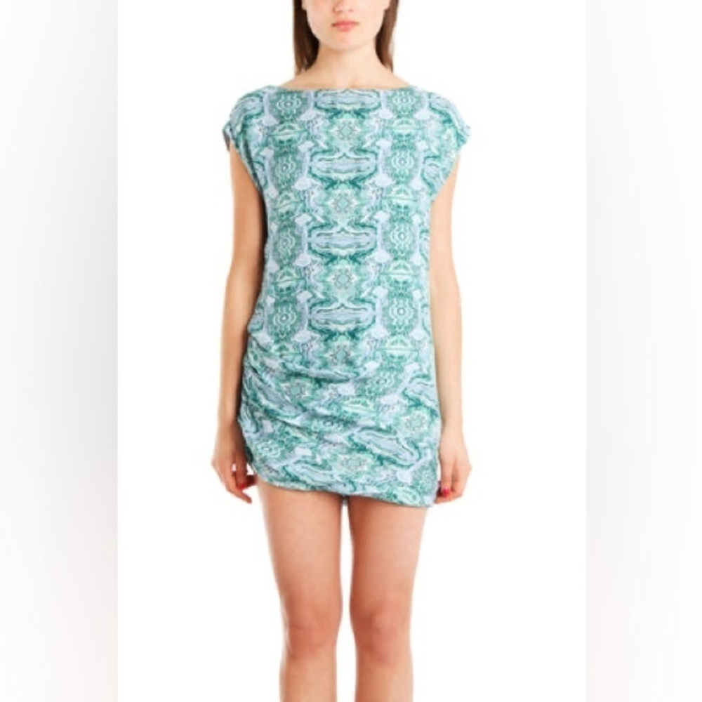 KELLY WEARSTLER Silk blend signature print Ruched COCOON minidress Tunic Top 8
